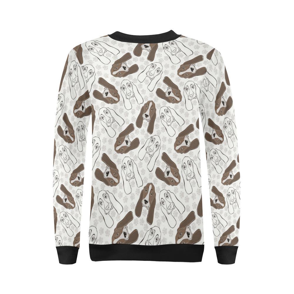 Basset Hound Dog Pattern Print Women Crewneck Sweatshirt-grizzshop