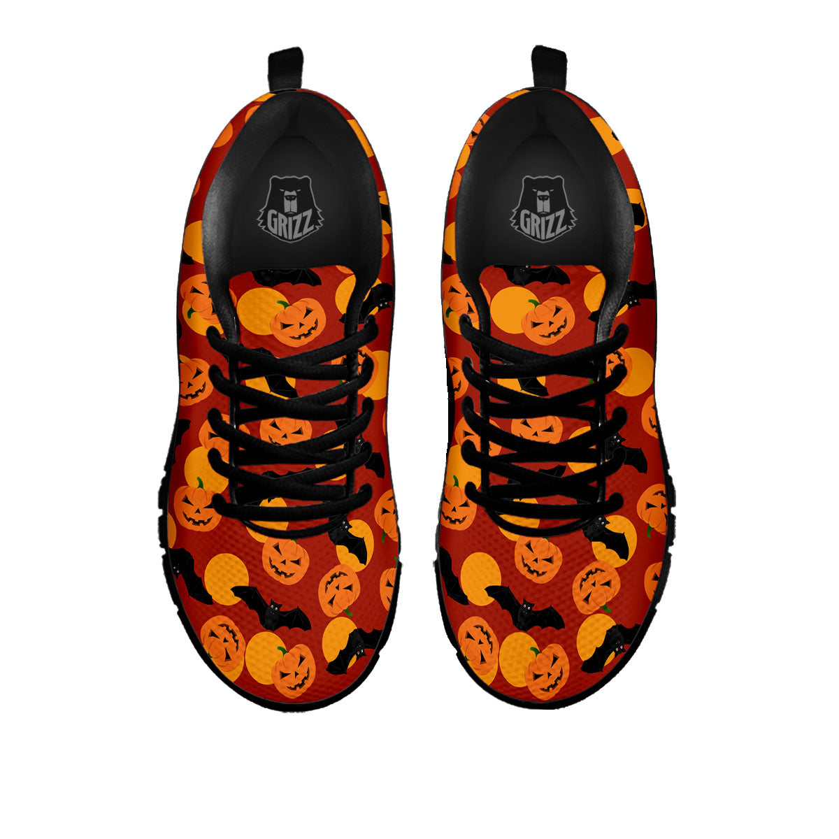 Bat And Pumpkin Halloween Print Pattern Black Sneaker-grizzshop