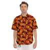 Bat And Pumpkin Halloween Print Pattern Men's Short Sleeve Shirts-grizzshop