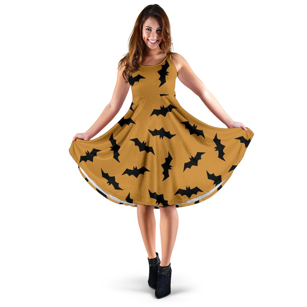 Bat Halloween Pattern Print Dress-grizzshop