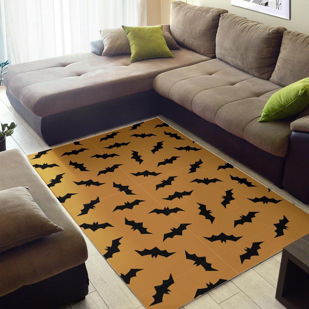 Bat Halloween Pattern Print Floor Mat-grizzshop