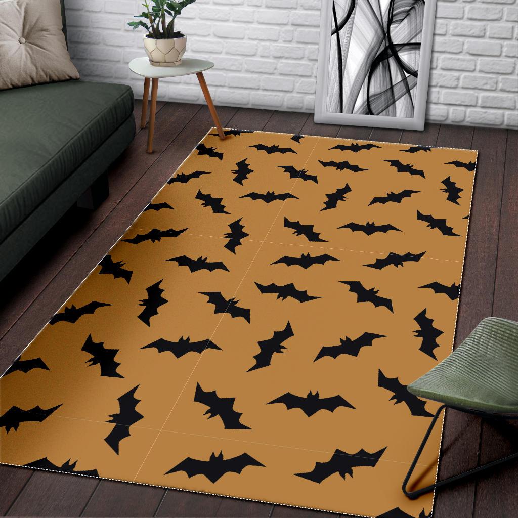 Bat Halloween Pattern Print Floor Mat-grizzshop