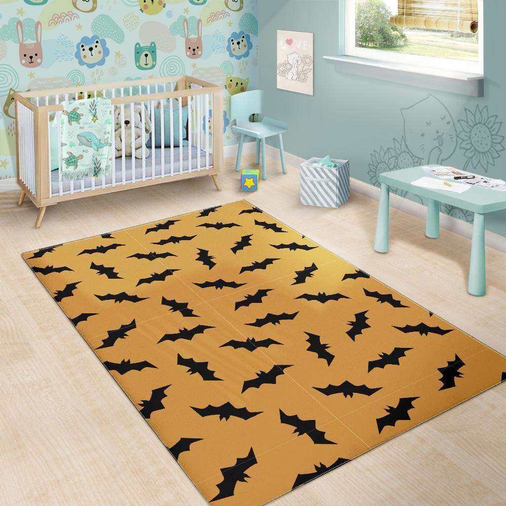 Bat Halloween Pattern Print Floor Mat-grizzshop