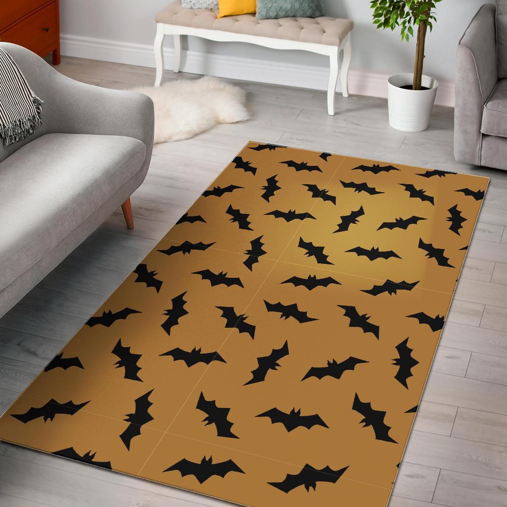 Bat Halloween Pattern Print Floor Mat-grizzshop