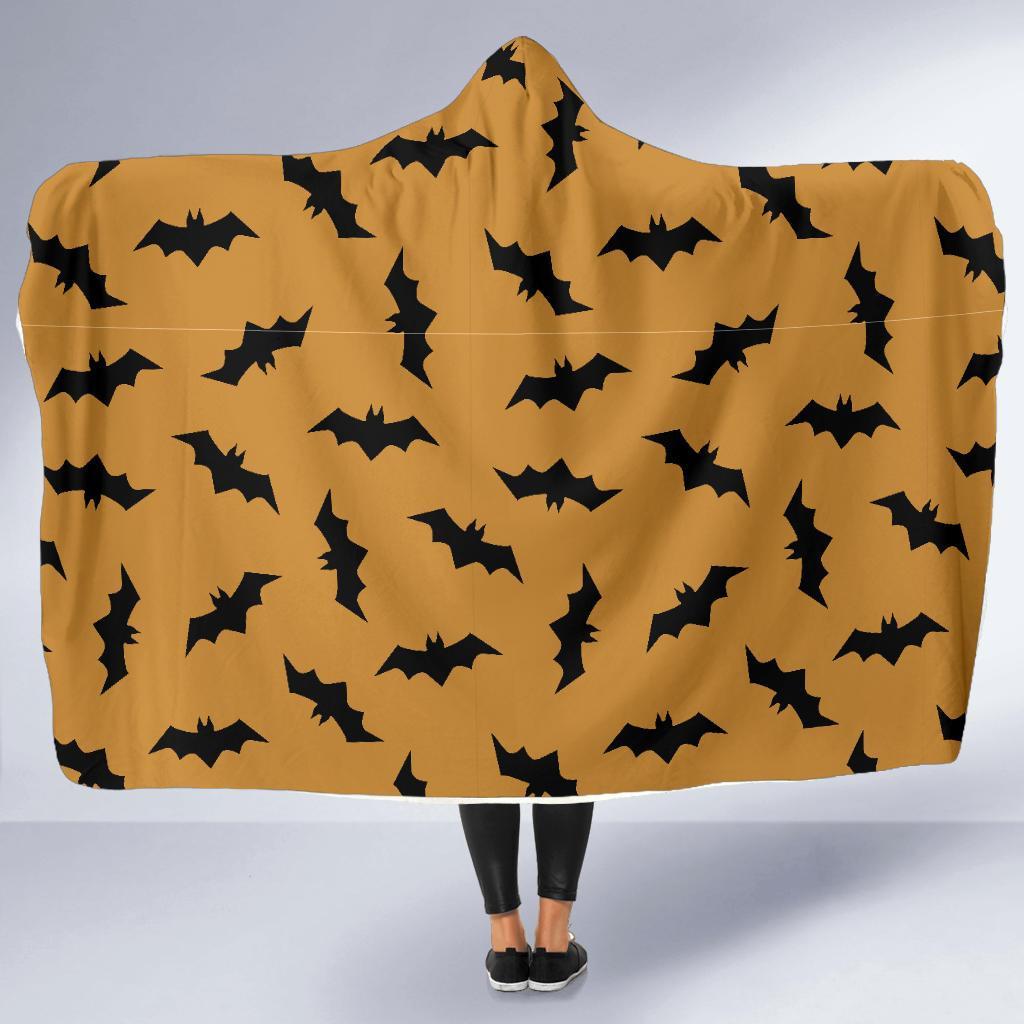 Bat Halloween Pattern Print Hooded Blanket-grizzshop