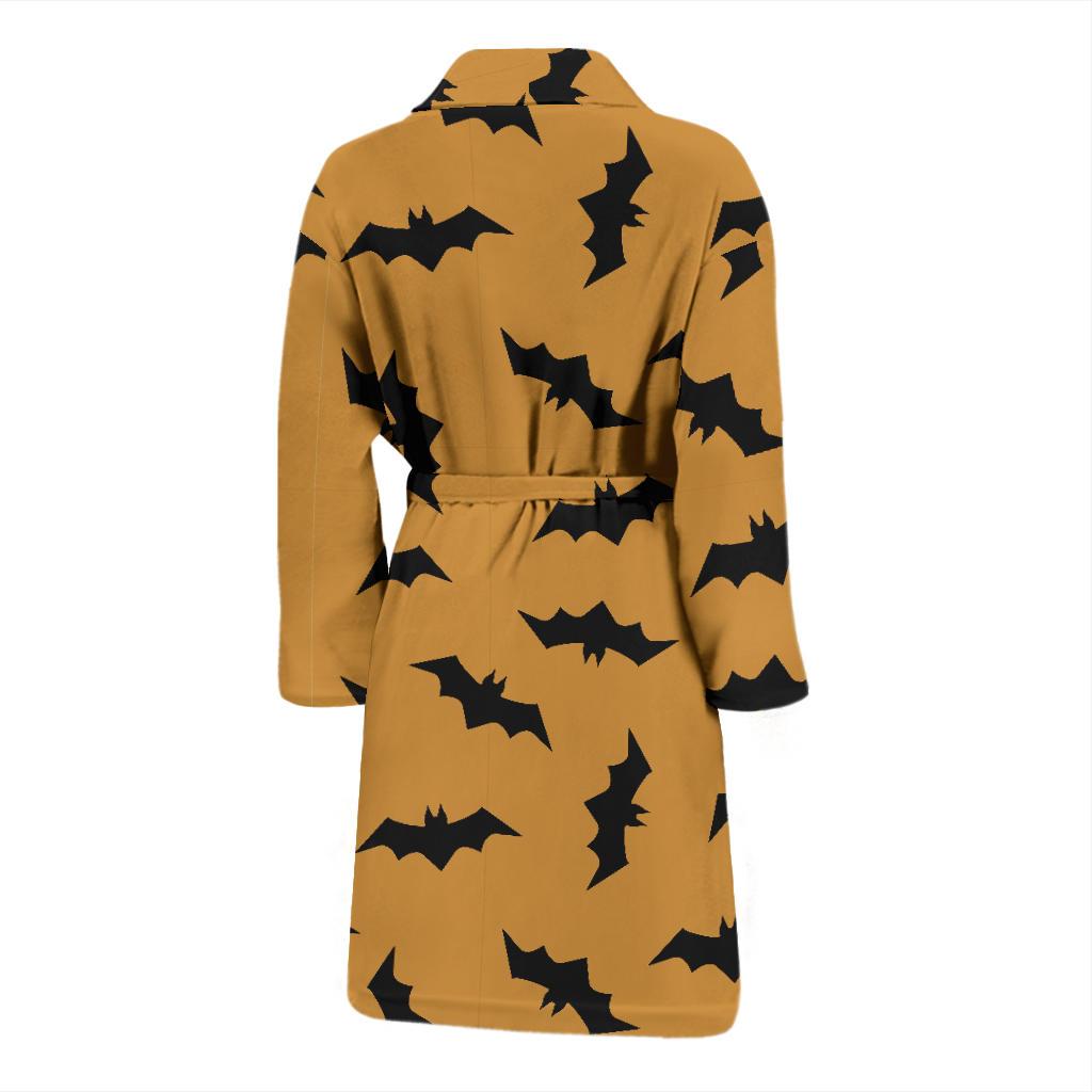 Bat Halloween Pattern Print Men Long Robe-grizzshop