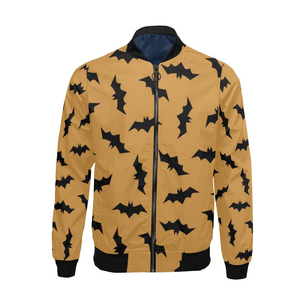 Bat Halloween Pattern Print Men's Bomber Jacket-grizzshop