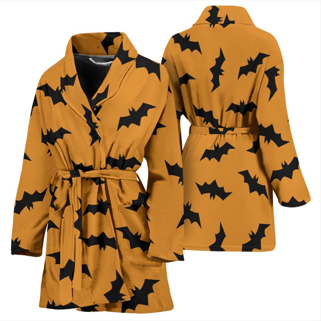 Bat Halloween Pattern Print Women Long Robe-grizzshop