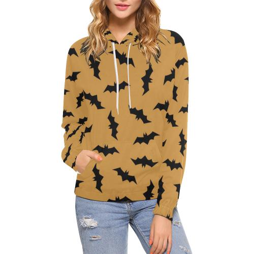 Bat Halloween Pattern Print Women Pullover Hoodie-grizzshop