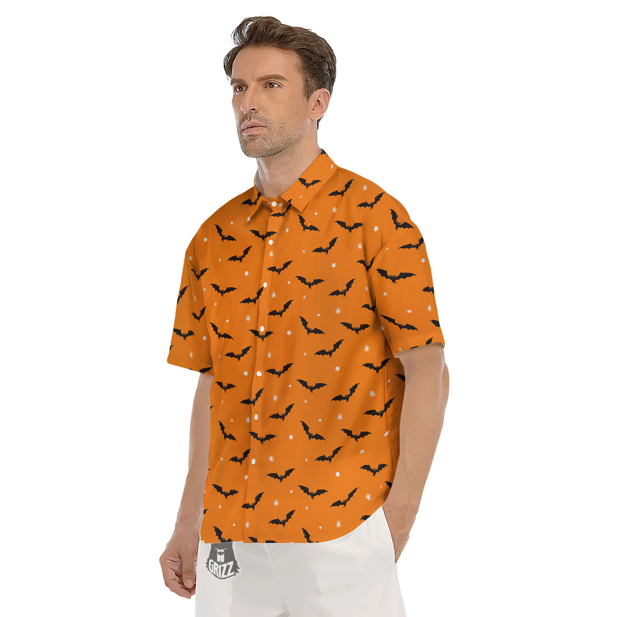 Bat Halloween Print Pattern Men's Short Sleeve Shirts-grizzshop