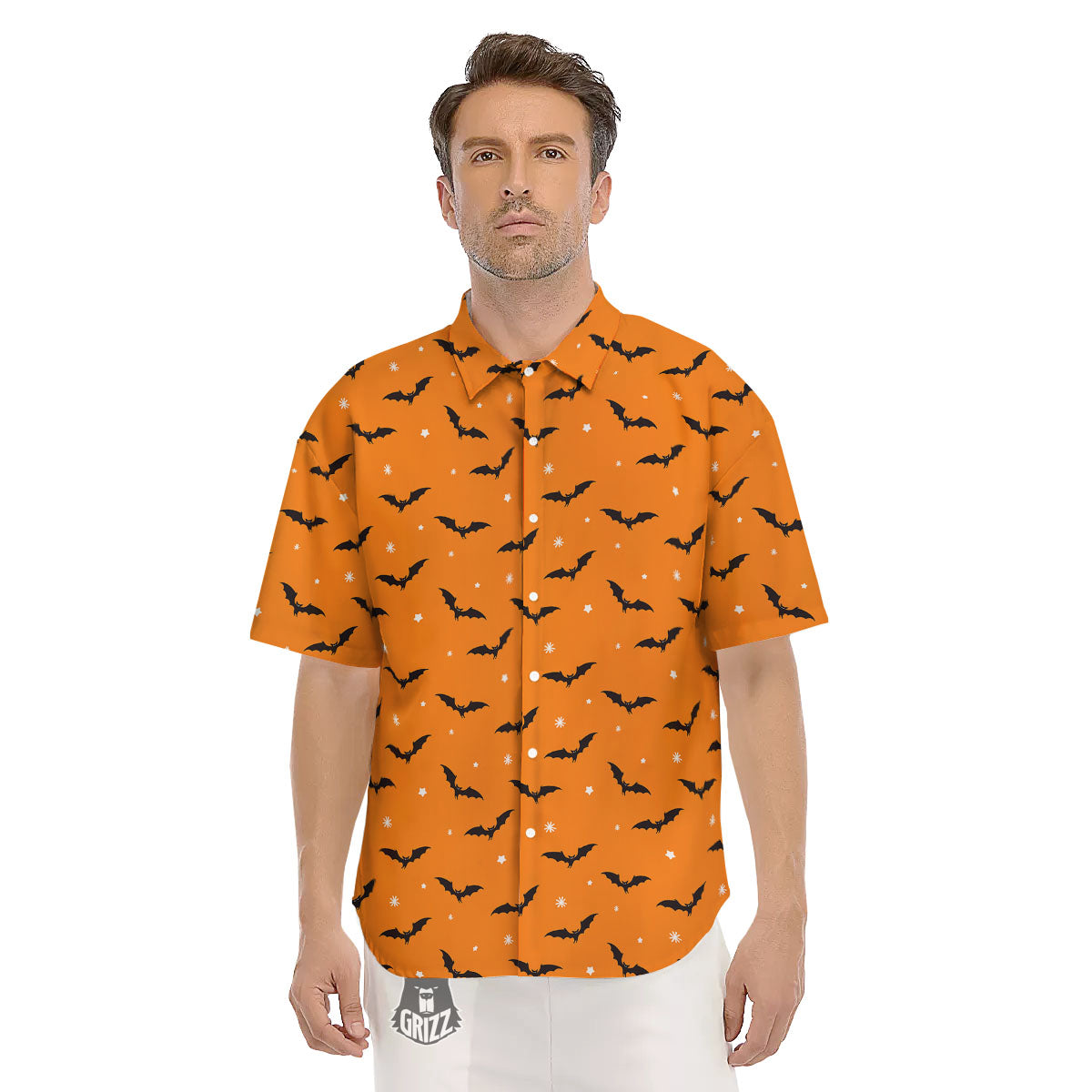 Bat Halloween Print Pattern Men's Short Sleeve Shirts-grizzshop