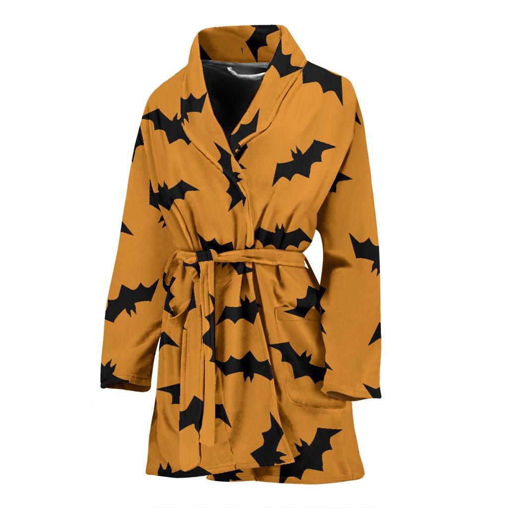 Bat Halloween Pattern Print Women Long Robe-grizzshop