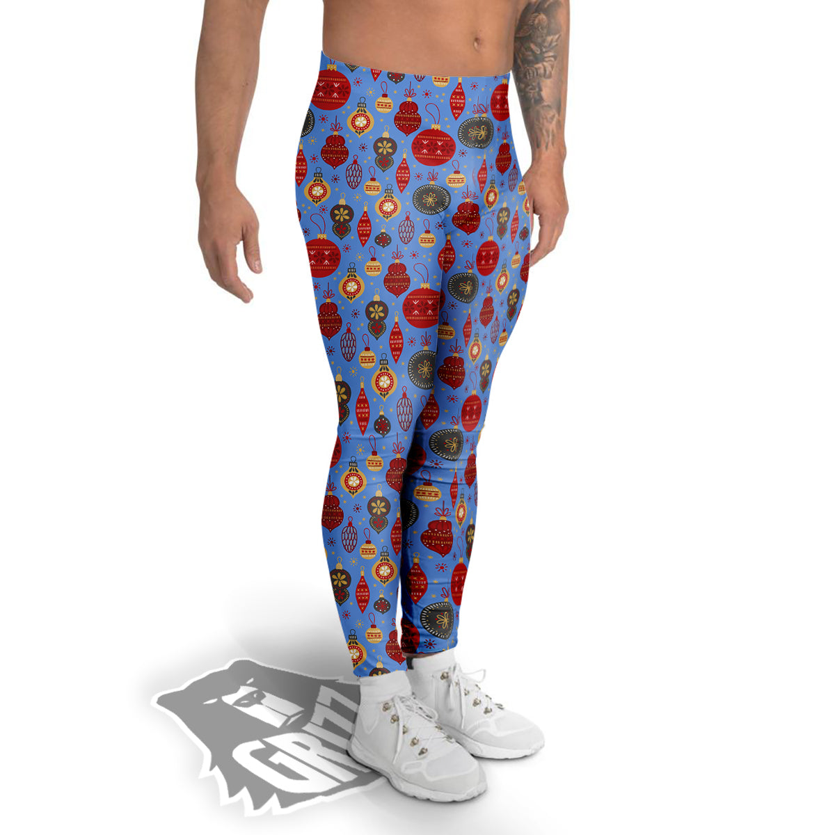 Baubles Christmas Print Pattern Men's Leggings-grizzshop