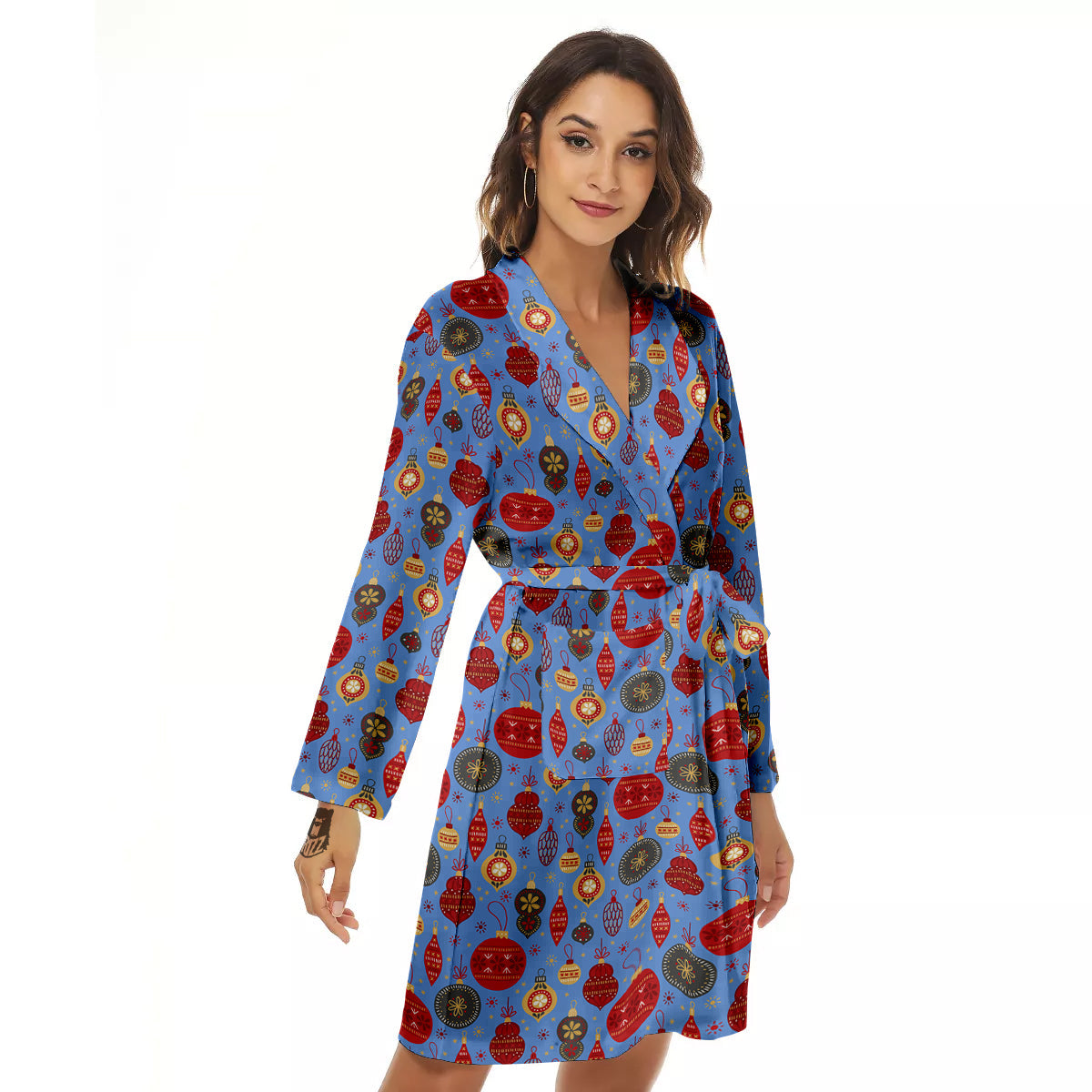 Baubles Christmas Print Pattern Women's Robe-grizzshop