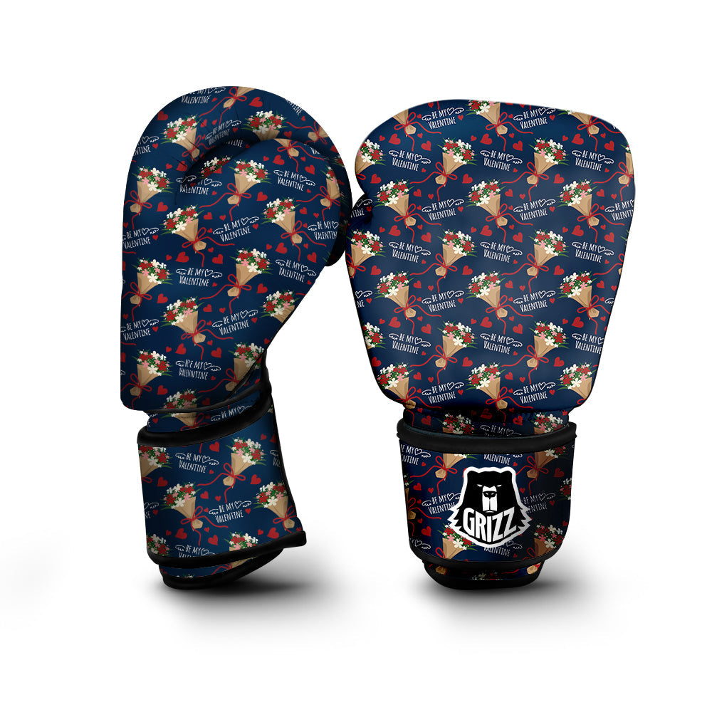 Be My Valentine Floral Print Pattern Boxing Gloves-grizzshop