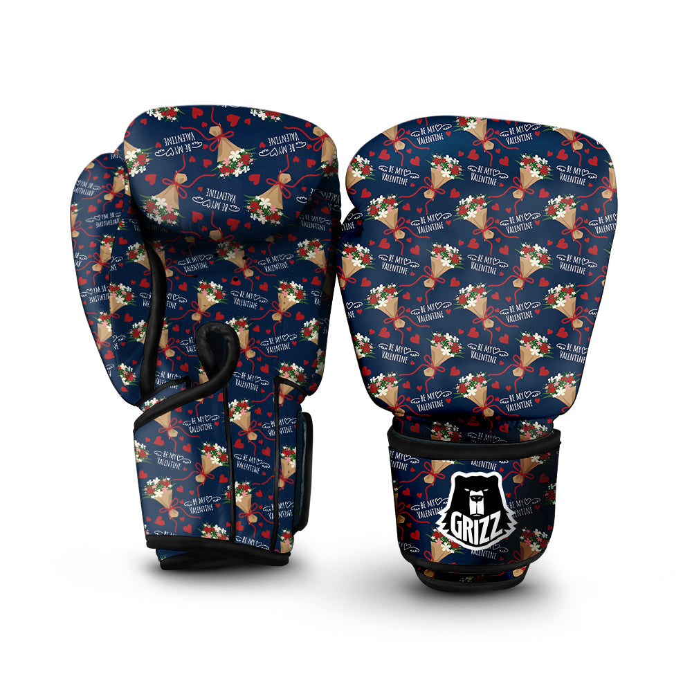 Be My Valentine Floral Print Pattern Boxing Gloves-grizzshop