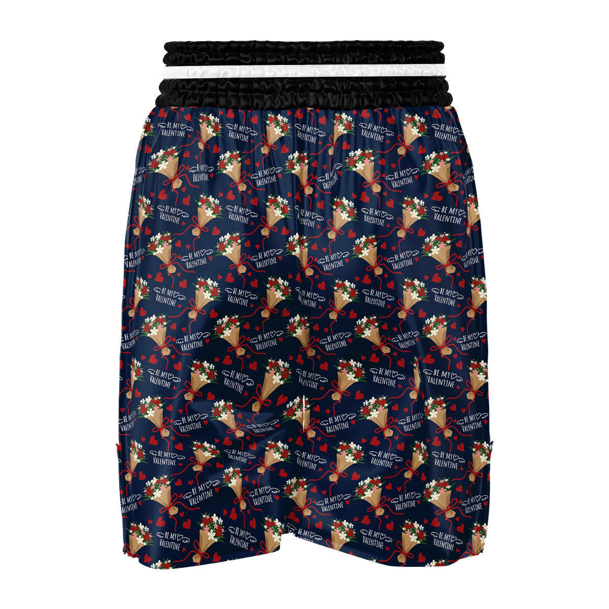 Be My Valentine Floral Print Pattern Boxing Shorts-grizzshop