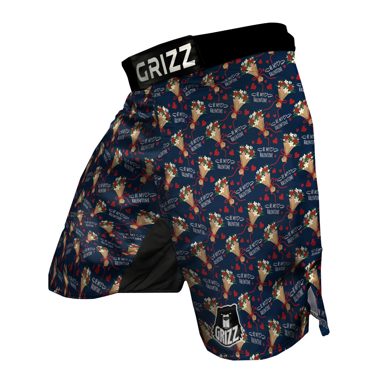 Be My Valentine Floral Print Pattern MMA Shorts-grizzshop