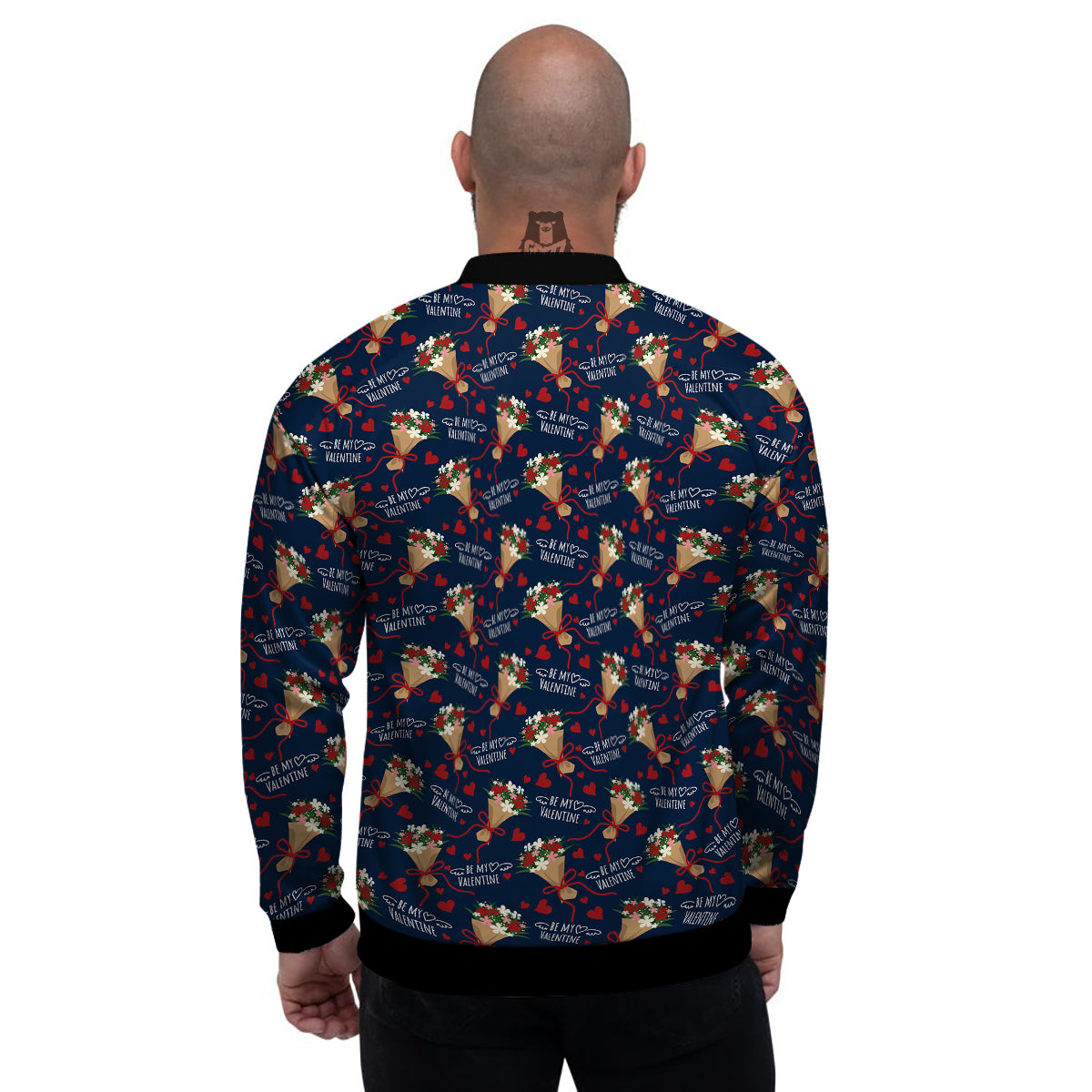 Be My Valentine Floral Print Pattern Men's Bomber Jacket-grizzshop