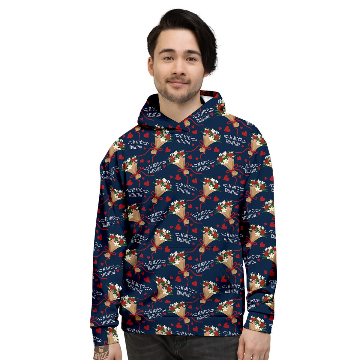 Be My Valentine Floral Print Pattern Men's Hoodie-grizzshop