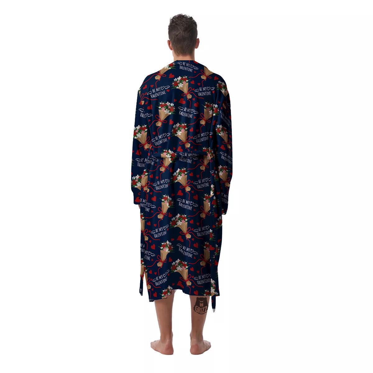 Be My Valentine Floral Print Pattern Men's Robe-grizzshop