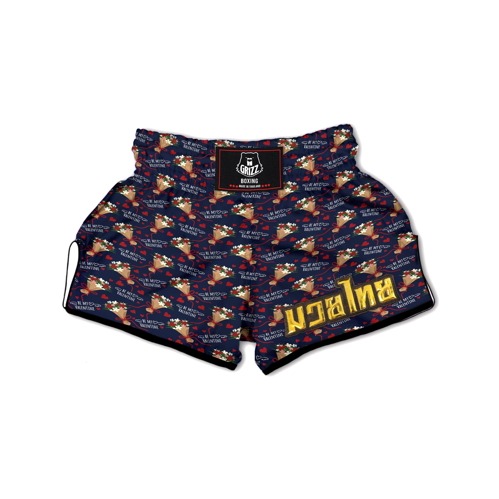 Be My Valentine Floral Print Pattern Muay Thai Boxing Shorts-grizzshop