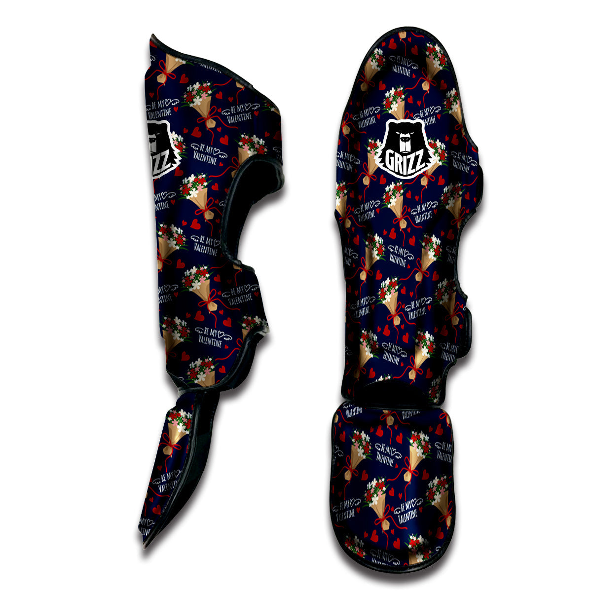 Be My Valentine Floral Print Pattern Muay Thai Shin Guards-grizzshop