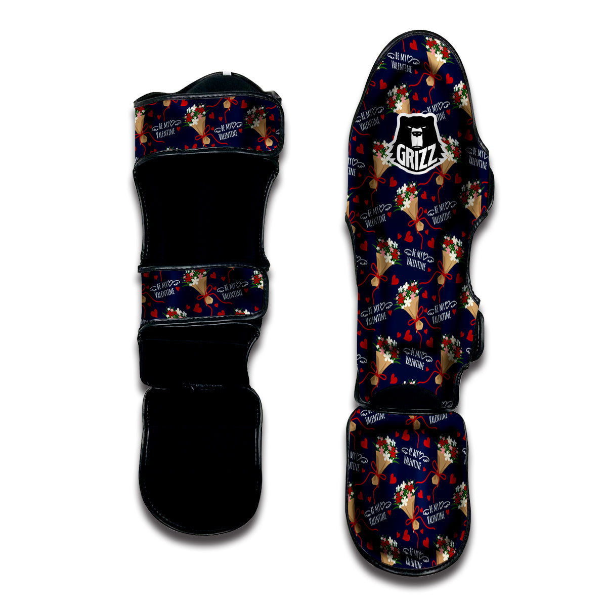 Be My Valentine Floral Print Pattern Muay Thai Shin Guards-grizzshop