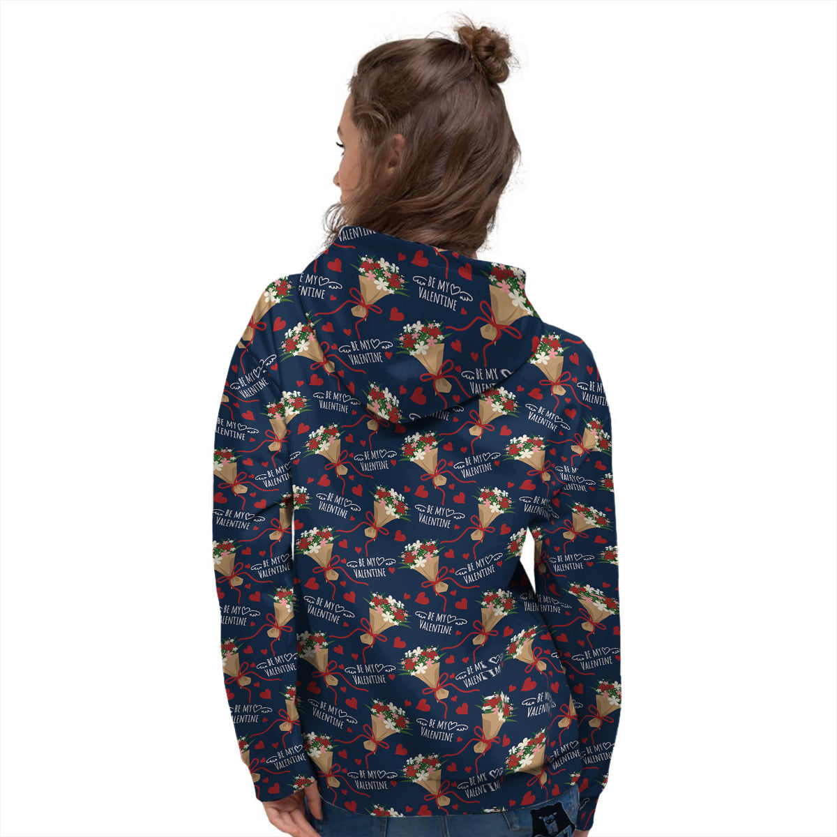 Be My Valentine Floral Print Pattern Women's Hoodie-grizzshop