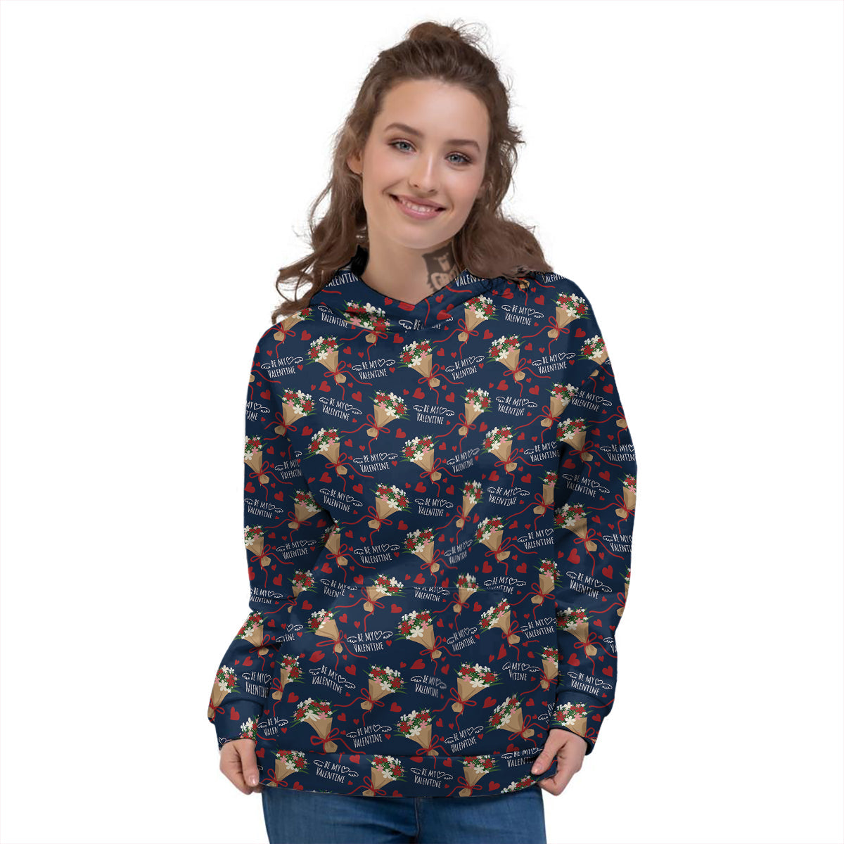 Be My Valentine Floral Print Pattern Women's Hoodie-grizzshop