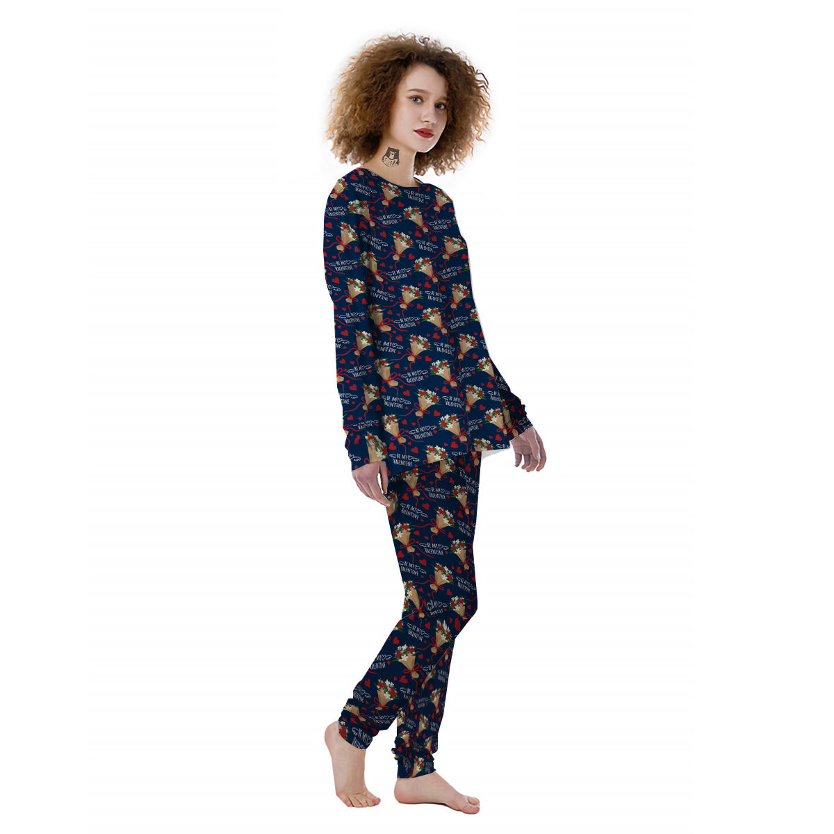 Be My Valentine Floral Print Pattern Women's Pajamas-grizzshop