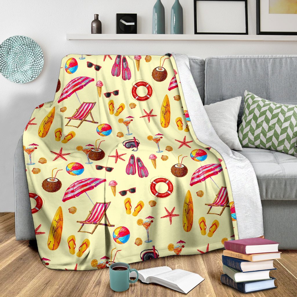 Beach Pattern Print Blanket-grizzshop