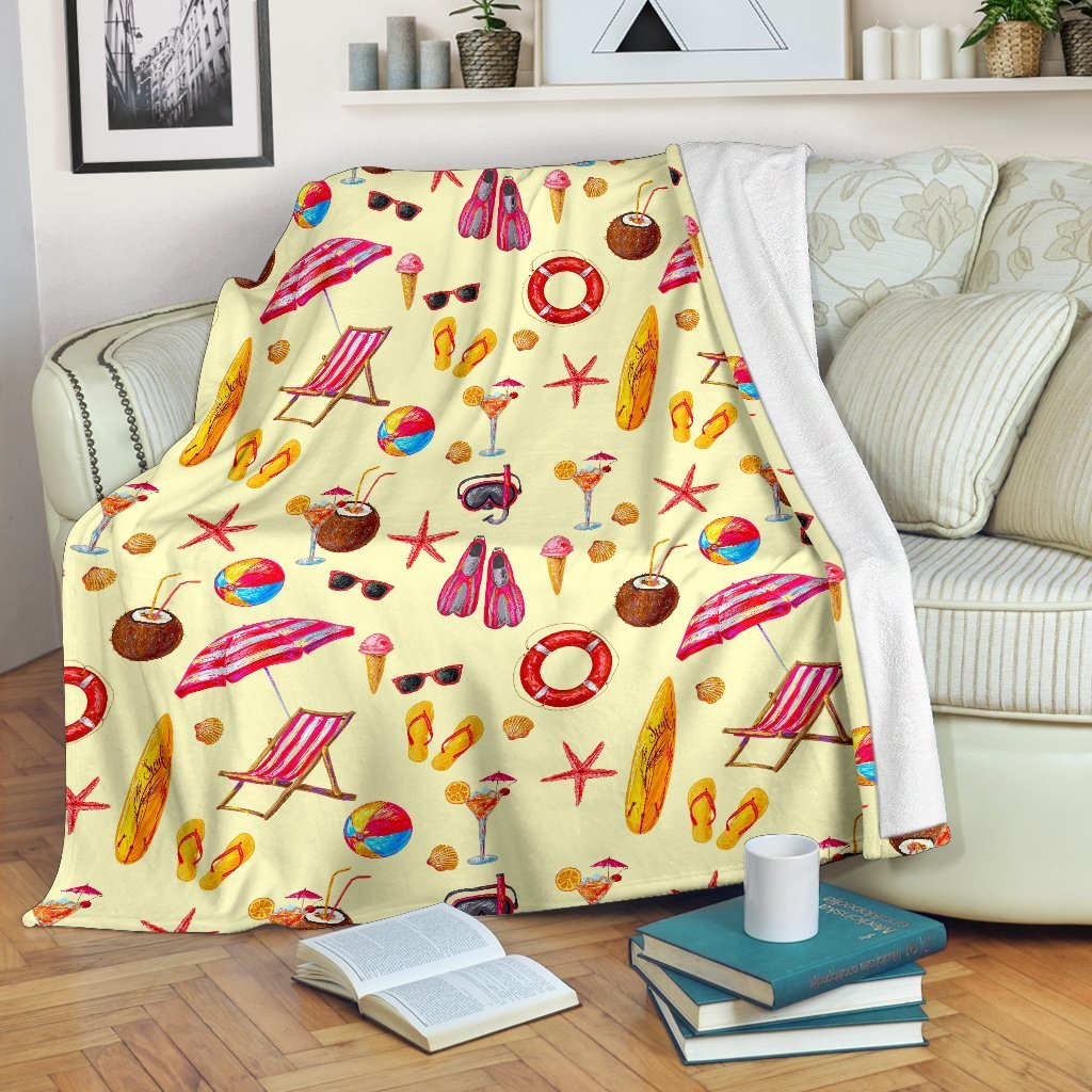 Beach Pattern Print Blanket-grizzshop