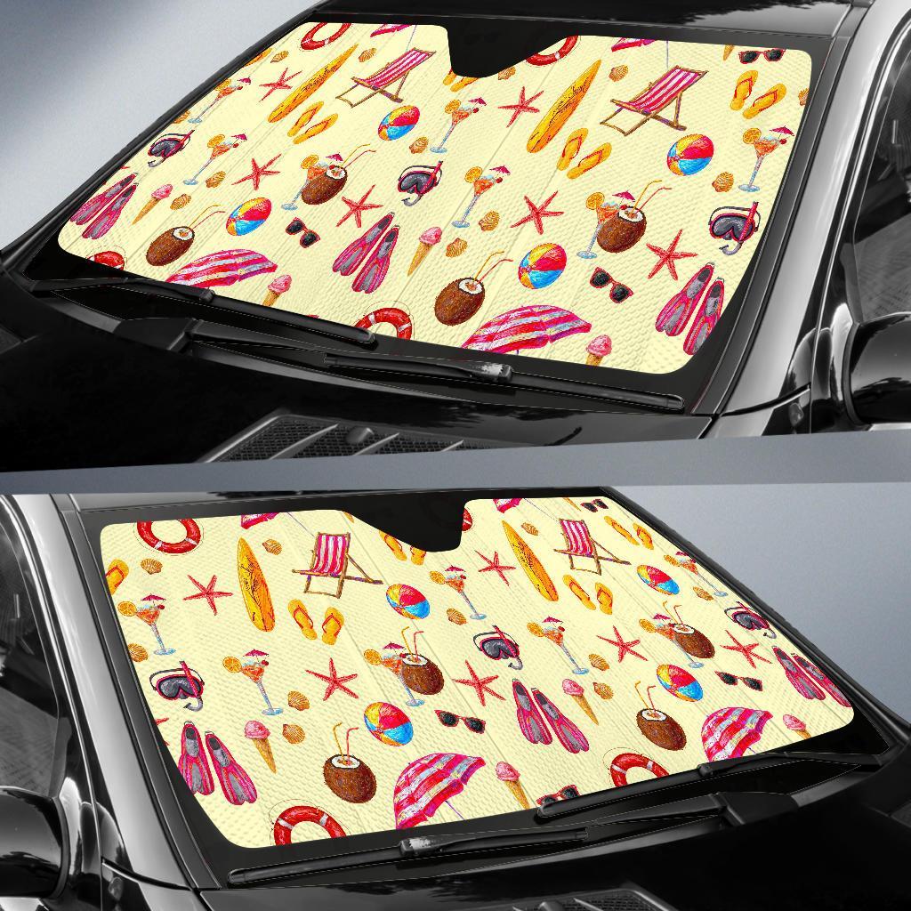 Beach Pattern Print Car Sun Shade-grizzshop