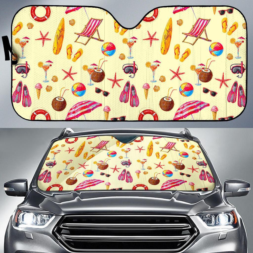 Beach Pattern Print Car Sun Shade-grizzshop