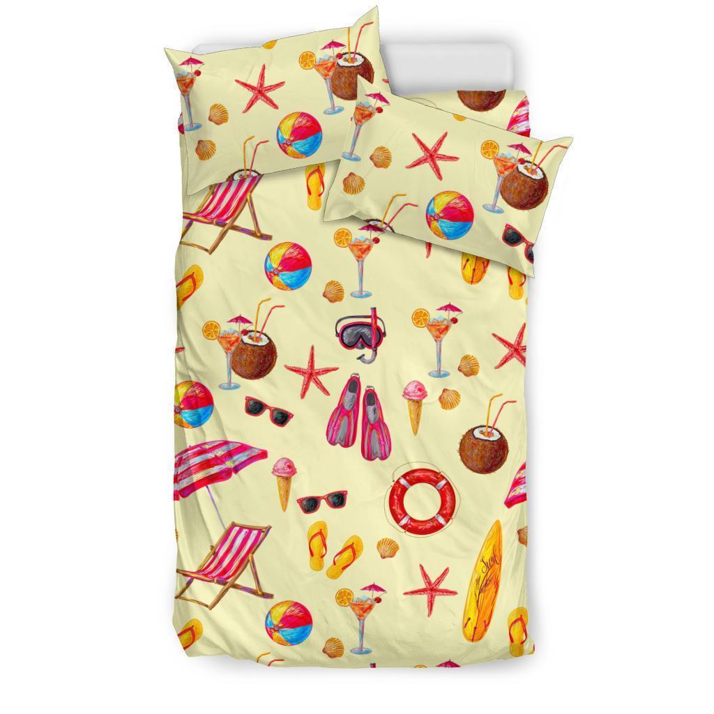 Beach Pattern Print Duvet Cover Bedding Set-grizzshop