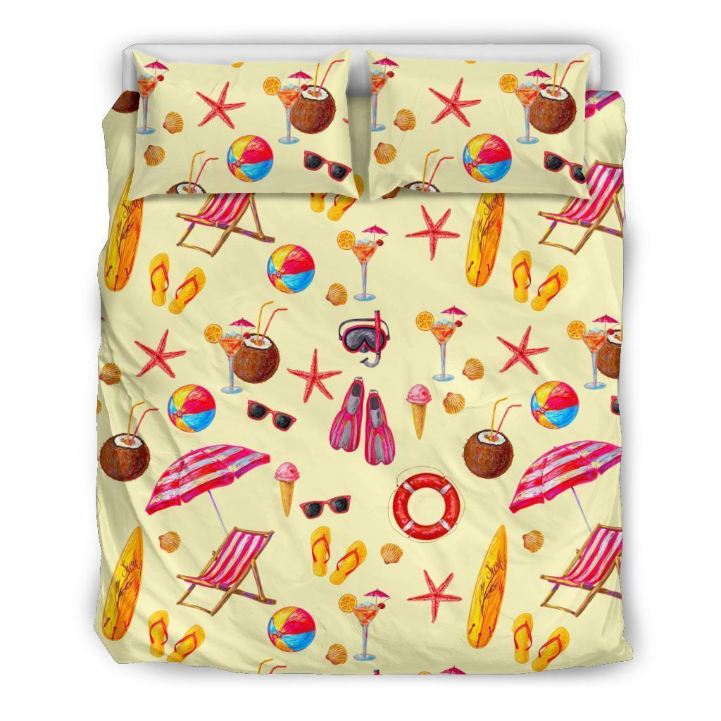 Beach Pattern Print Duvet Cover Bedding Set-grizzshop