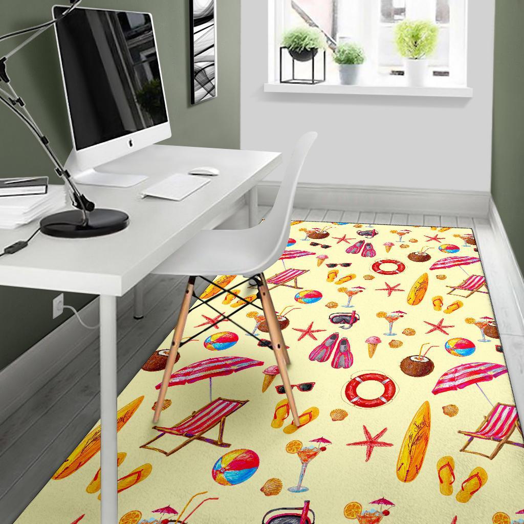 Beach Pattern Print Floor Mat-grizzshop