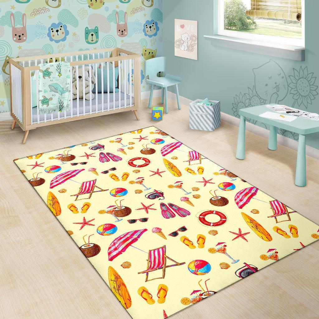 Beach Pattern Print Floor Mat-grizzshop