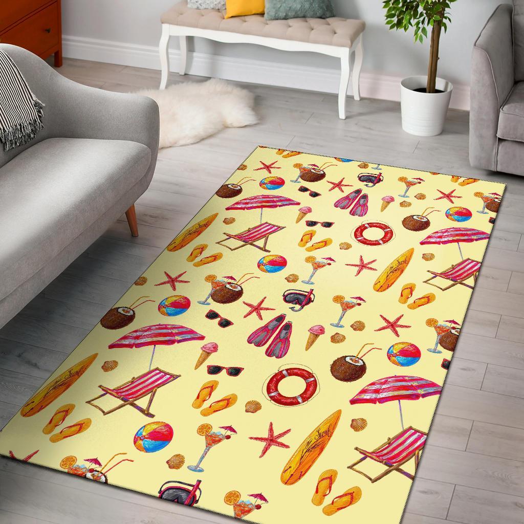 Beach Pattern Print Floor Mat-grizzshop