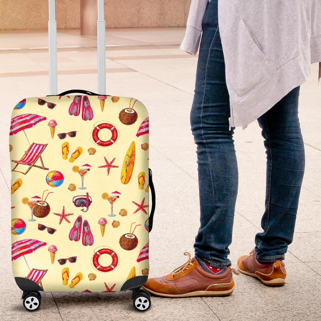 Beach Pattern Print Luggage Cover Protector-grizzshop