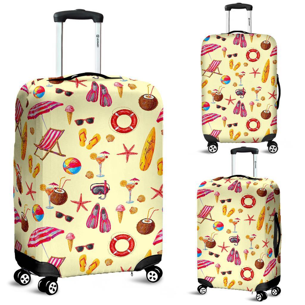 Beach Pattern Print Luggage Cover Protector-grizzshop