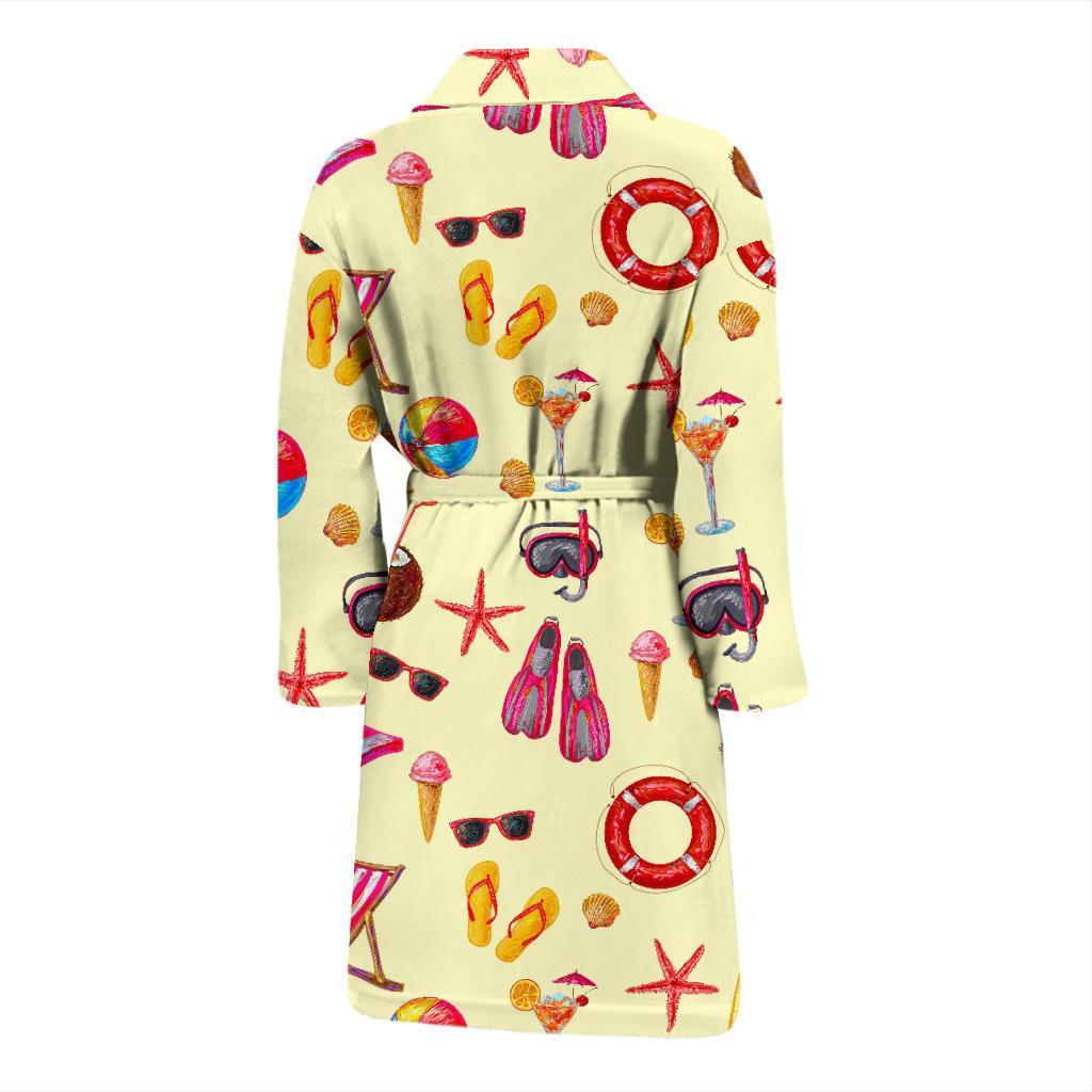 Beach Pattern Print Men Long Robe-grizzshop