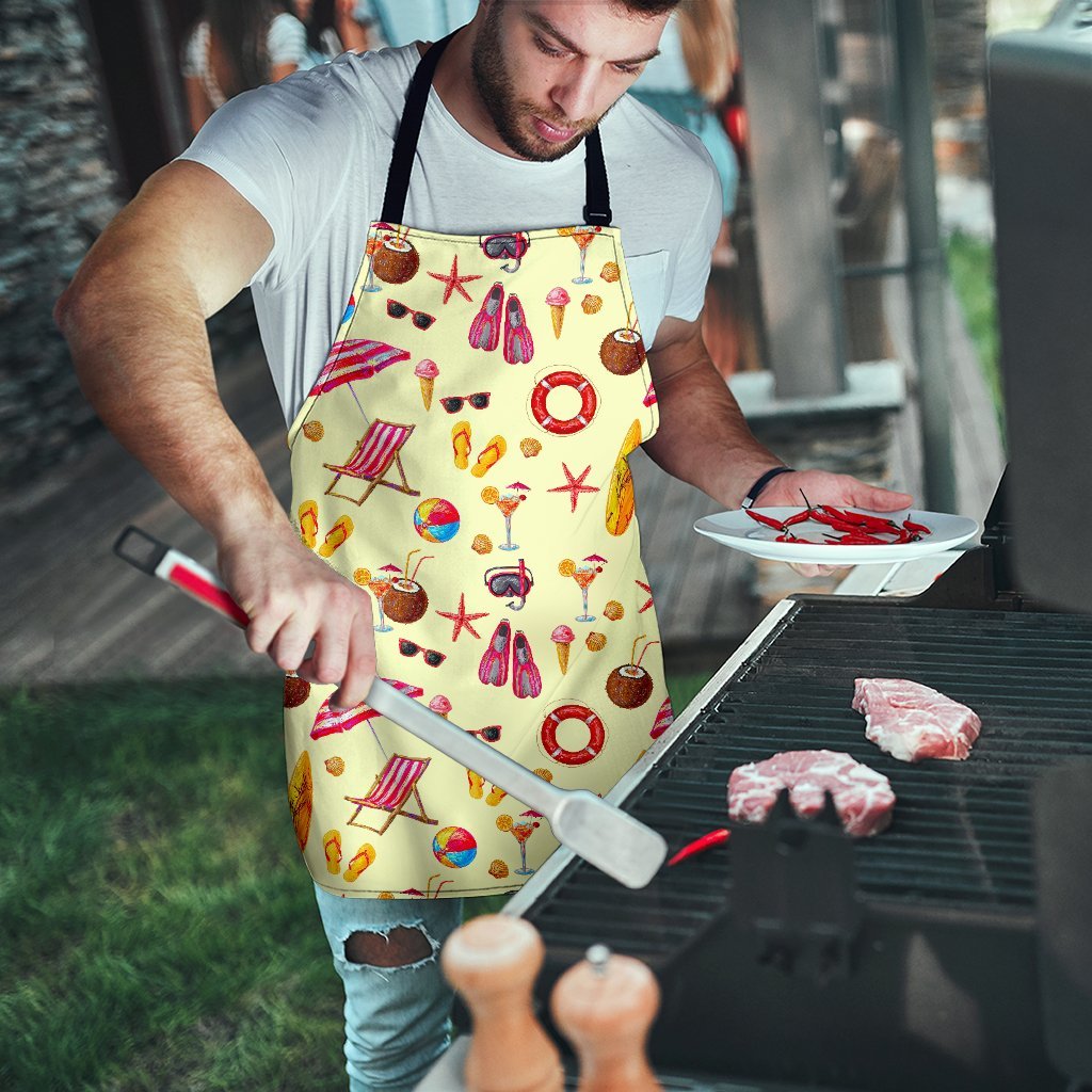 Beach Pattern Print Men's Apron-grizzshop