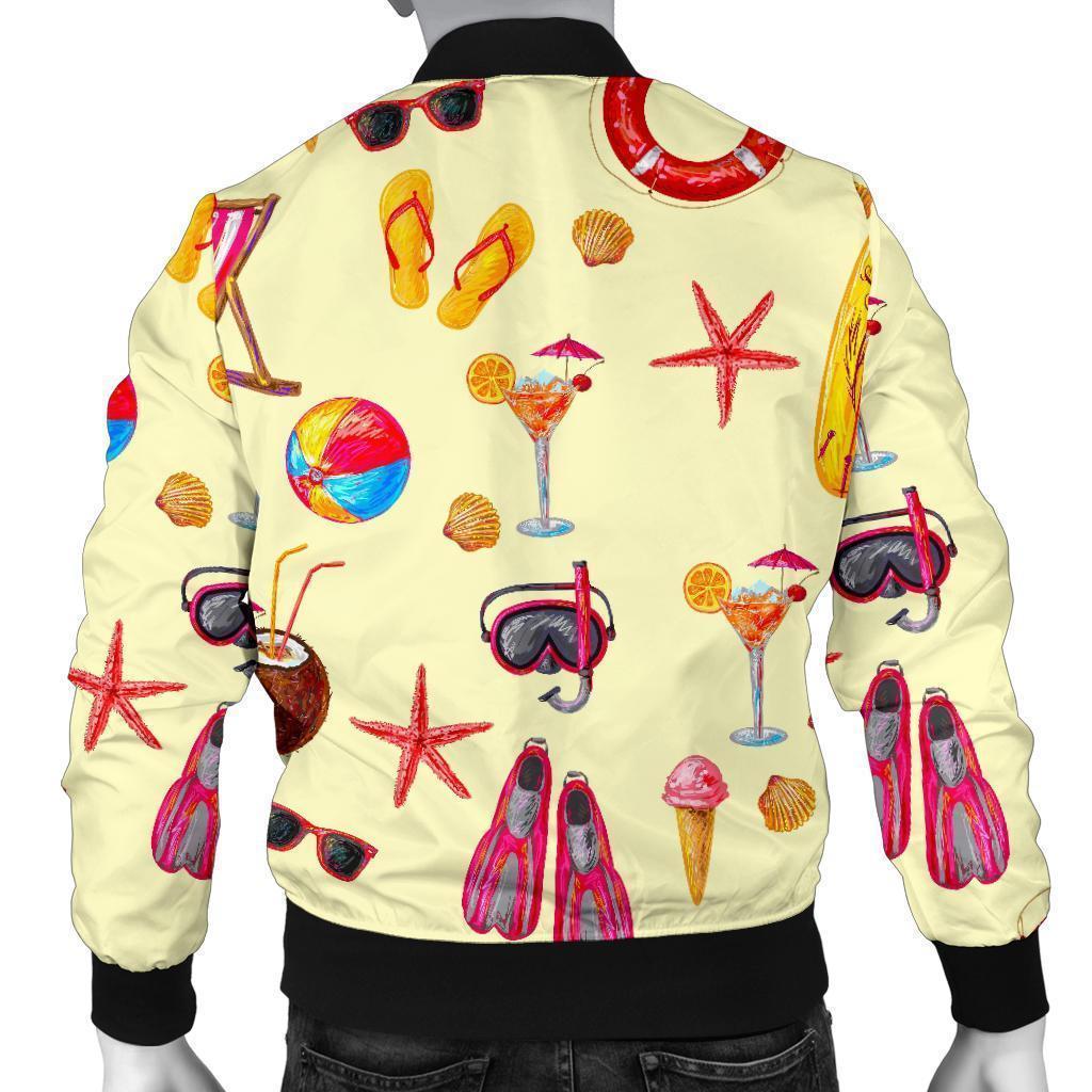 Beach Pattern Print Men's Bomber Jacket-grizzshop