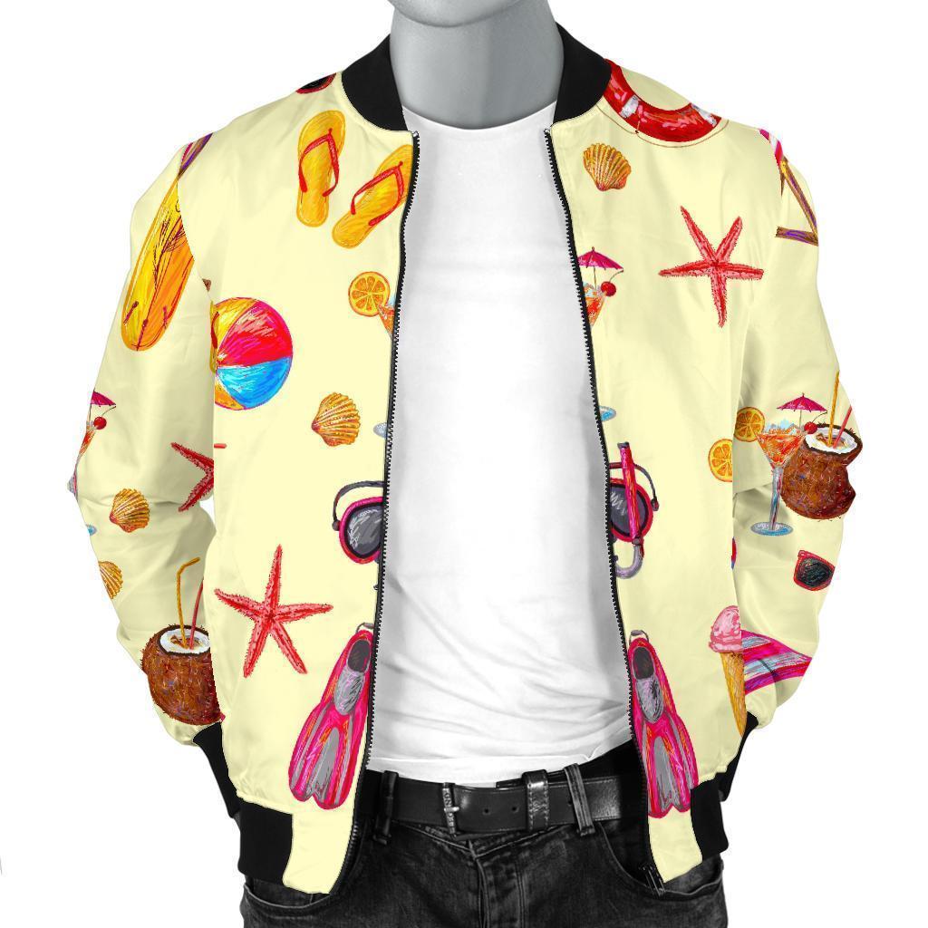 Beach Pattern Print Men's Bomber Jacket-grizzshop