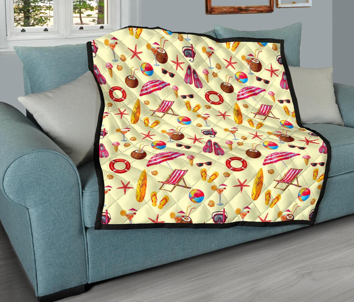 Beach Pattern Print Quilt-grizzshop