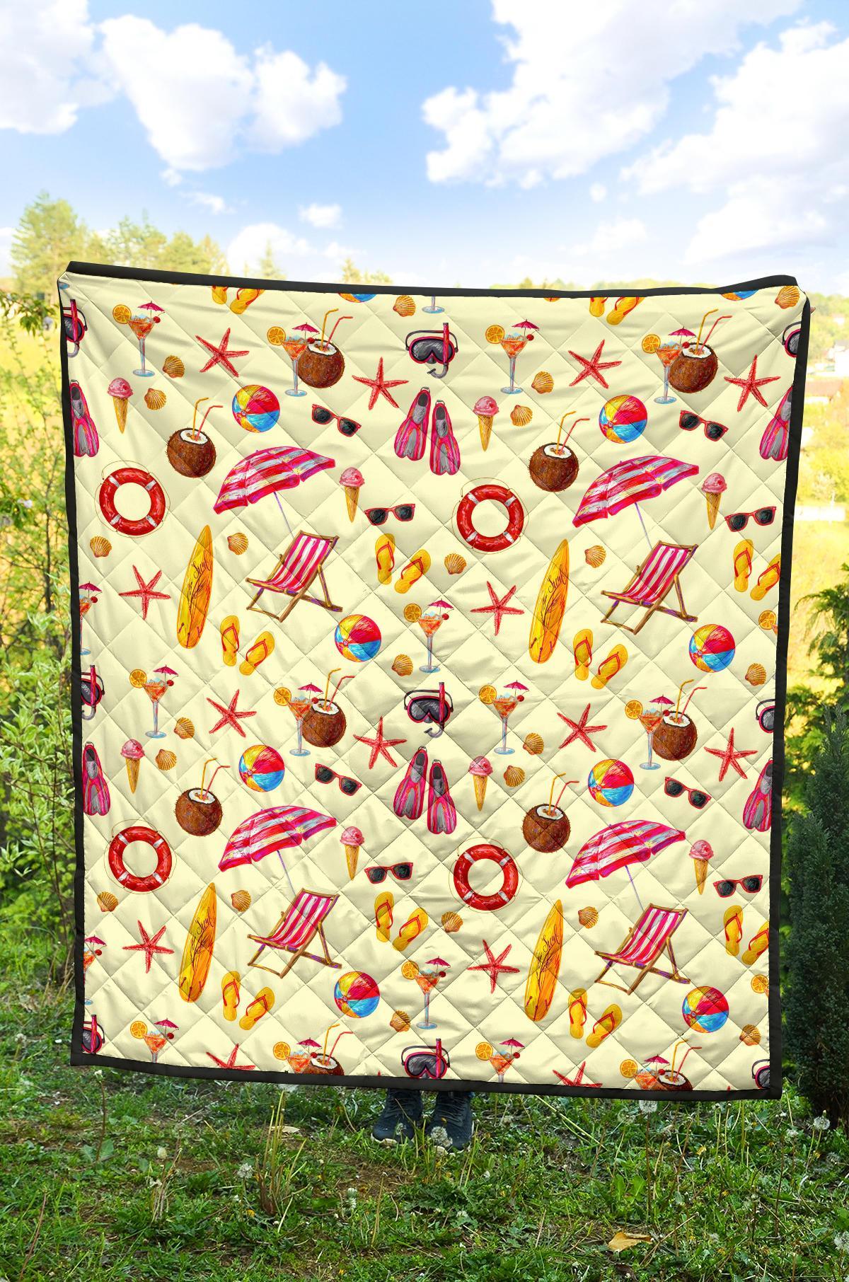 Beach Pattern Print Quilt-grizzshop