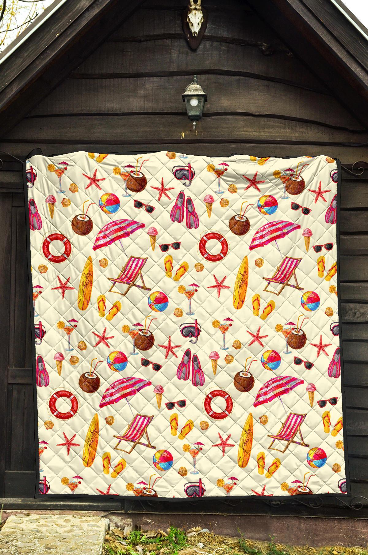 Beach Pattern Print Quilt-grizzshop