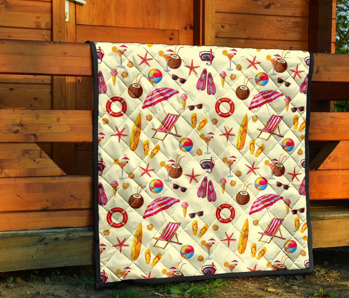 Beach Pattern Print Quilt-grizzshop